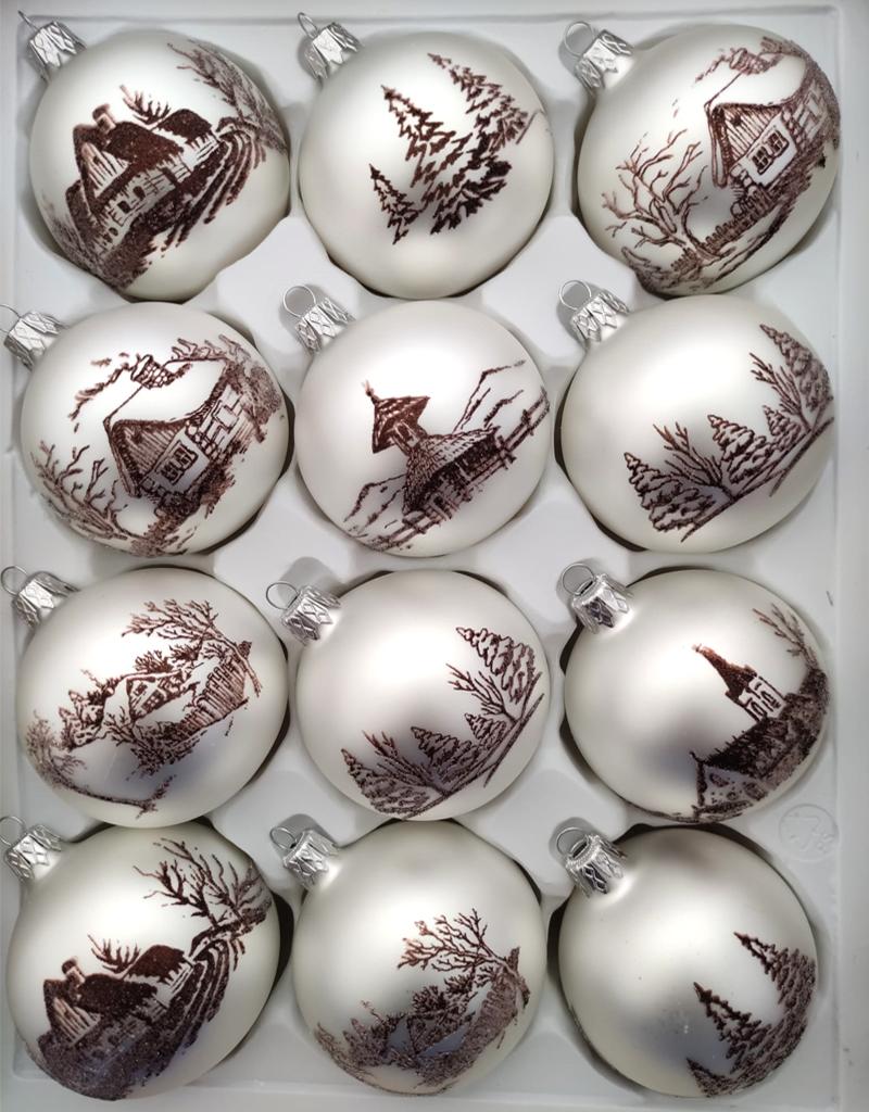 Sada vánočních koulí BÍLÁ LHOTA 12 ks